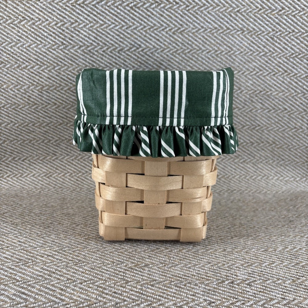 Longaberger Natural 1997 Small Spoon Hunter Green Stripe Liner